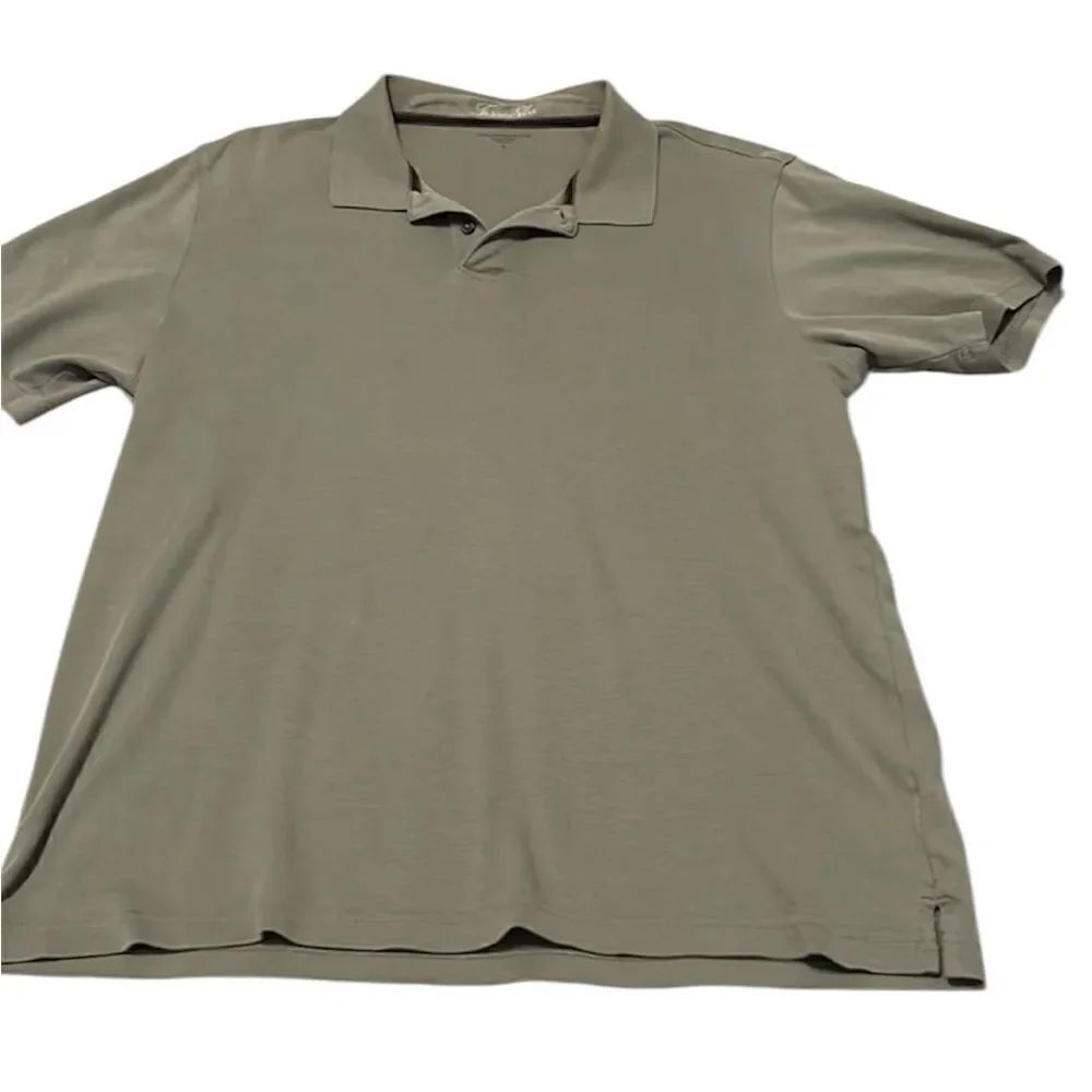 Tasso Elba size L short sleeve green polo golf shirt includes extra button GUC